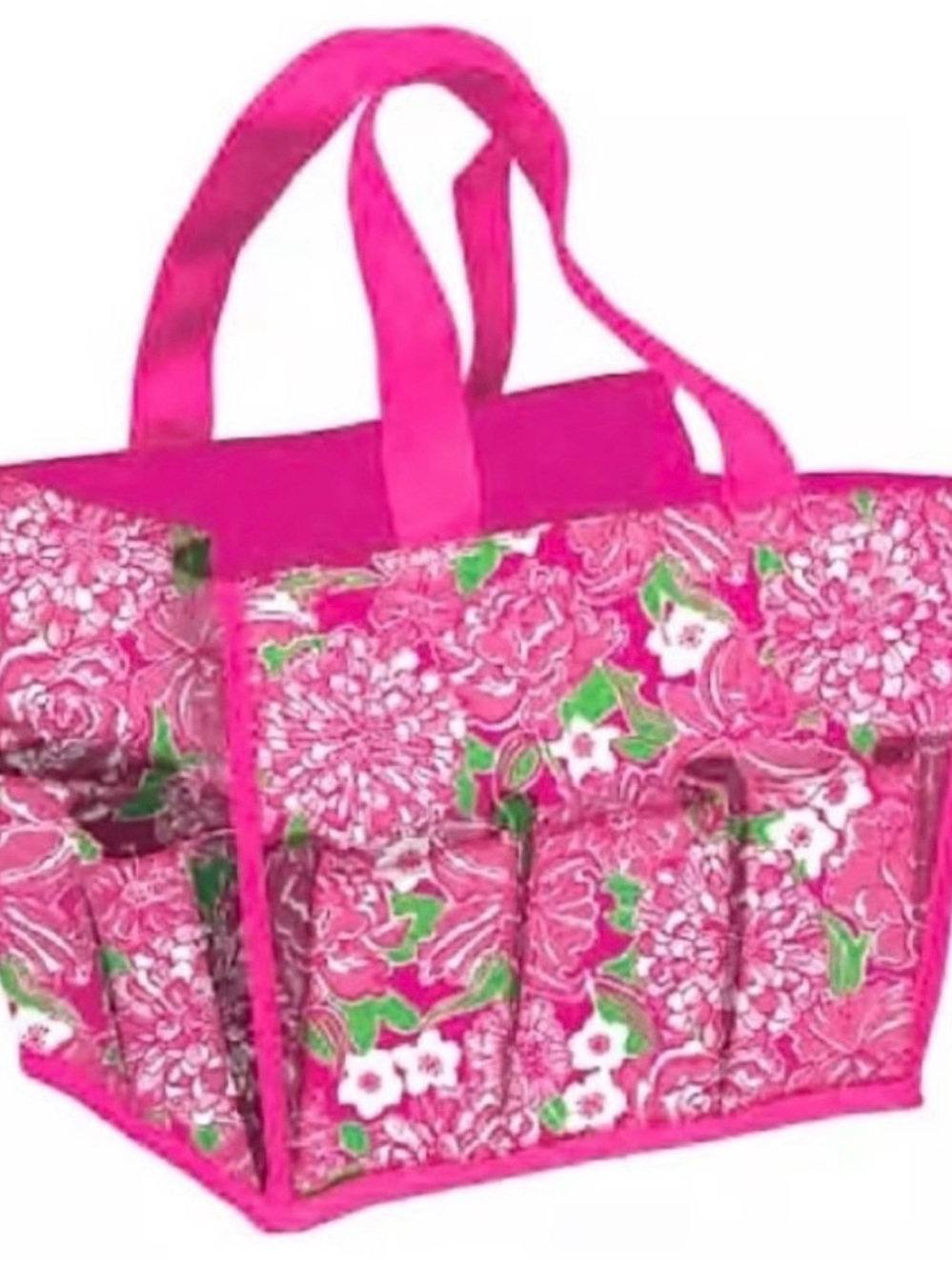 Lilly Pulitzer Bright Pink Floral Organizer Tote Caddy May Flower